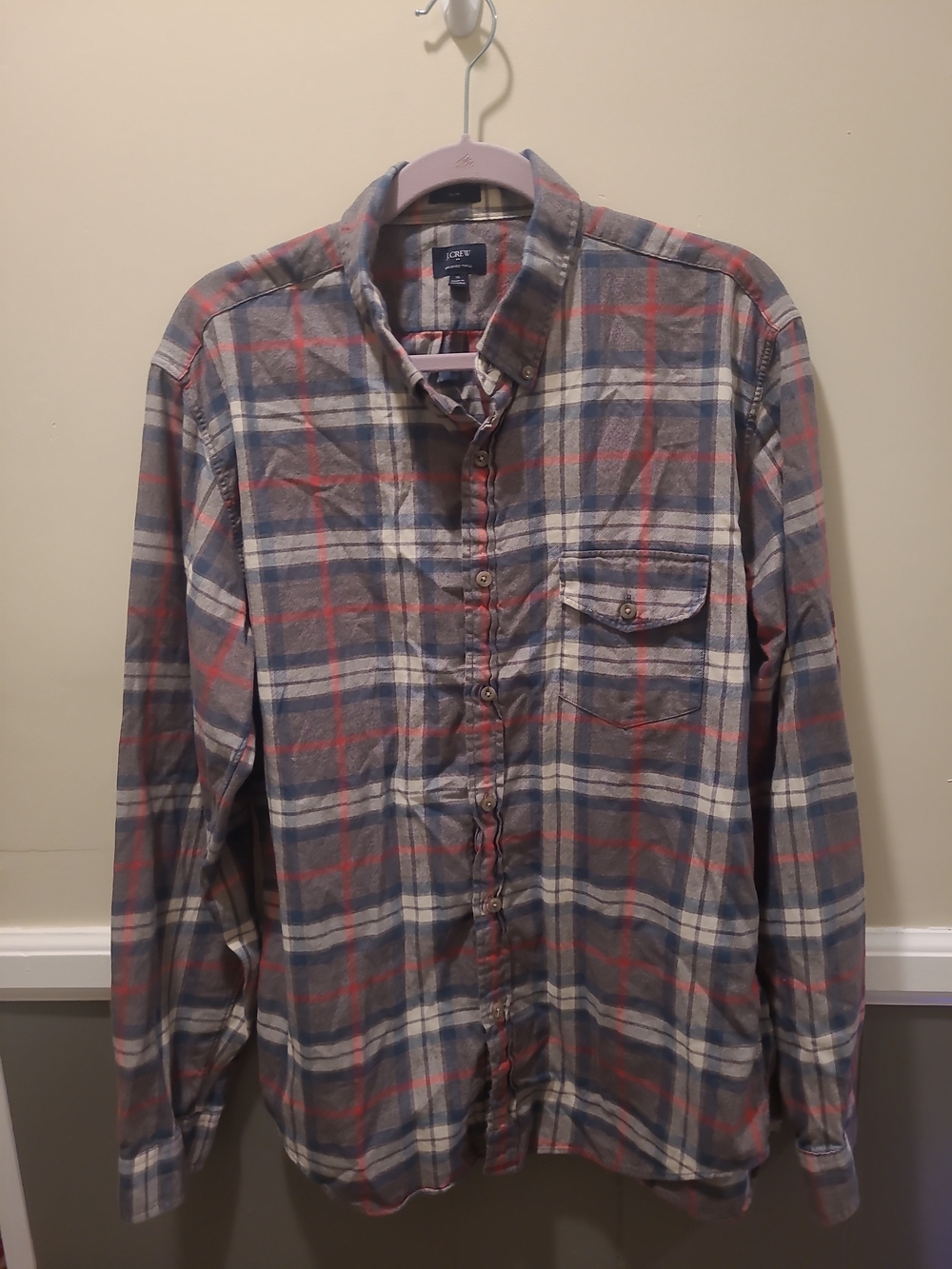 J.Crew Mens XL Brushed Twill Flannel Plaid Button Down Shirt